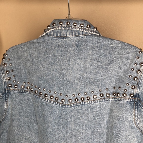 Light Blue Denim Studded Jacket - Picture 12 of 13
